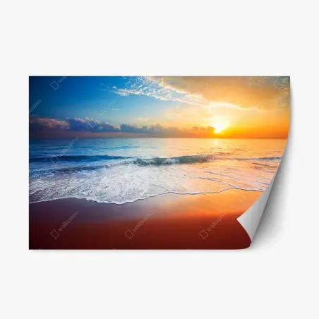 Repositionierbarer Aufkleber ruhiger sonnenuntergang über dem meer – Pixers®