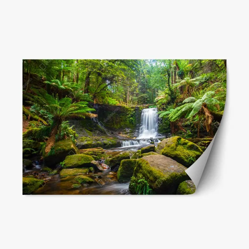 Repositionierbarer Aufkleber üppiger waldwasserfall