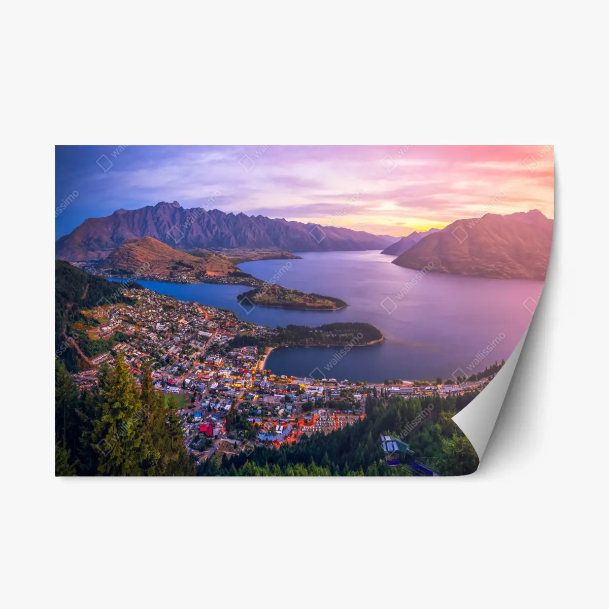 Repositionierbarer Aufkleber Queenstown panorama bei dämmerung – Pixers®