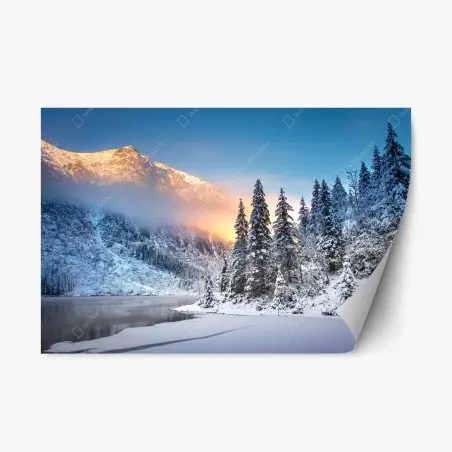 Repositionierbarer Aufkleber winterlicher sonnenaufgang am Morskie Oko – Pixers®