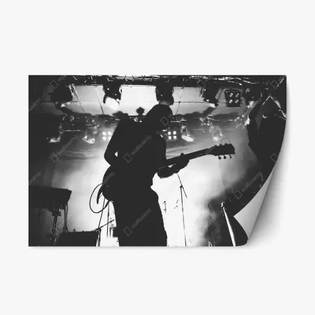 Repositionierbarer Aufkleber gitaristensilhouette bei einem live-konzert – Pixers®