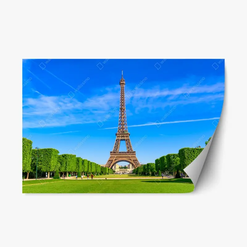 Repositionierbarer Aufkleber Eiffelturm am Champ de Mars, lebendige pariser skyline