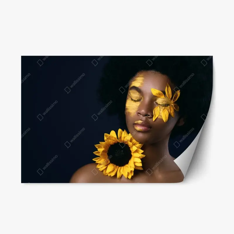 Repositionierbarer Aufkleber sonnenblumen muse: florales gesichtsporträt