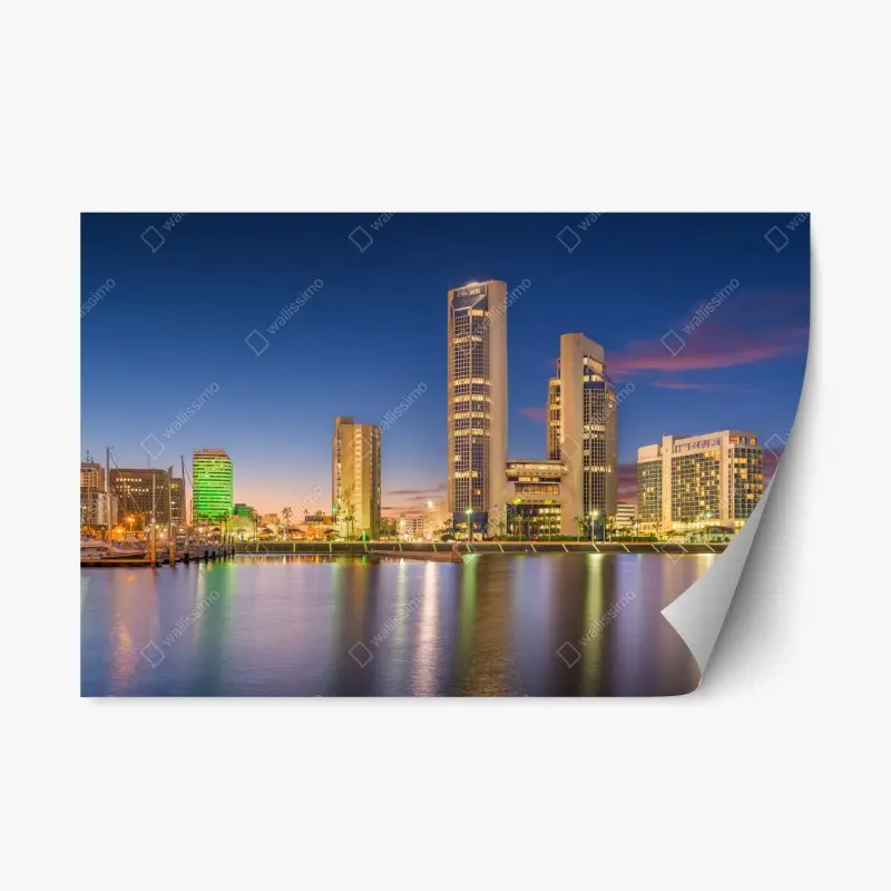 Repositionierbarer Aufkleber Corpus Christi skyline bei dämmerung