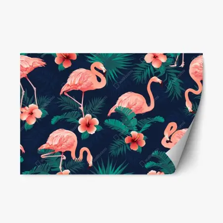 Repositionierbarer Aufkleber tropisches rosa flamingo-muster – Pixers®