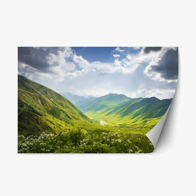 Repositionierbarer Aufkleber üppiges grünes tal