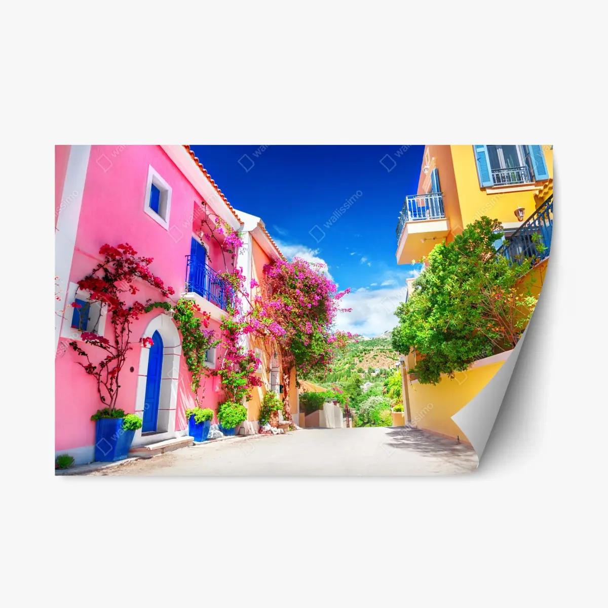 Repositionierbarer Aufkleber bunte gasse auf Kefalonia – Pixers®