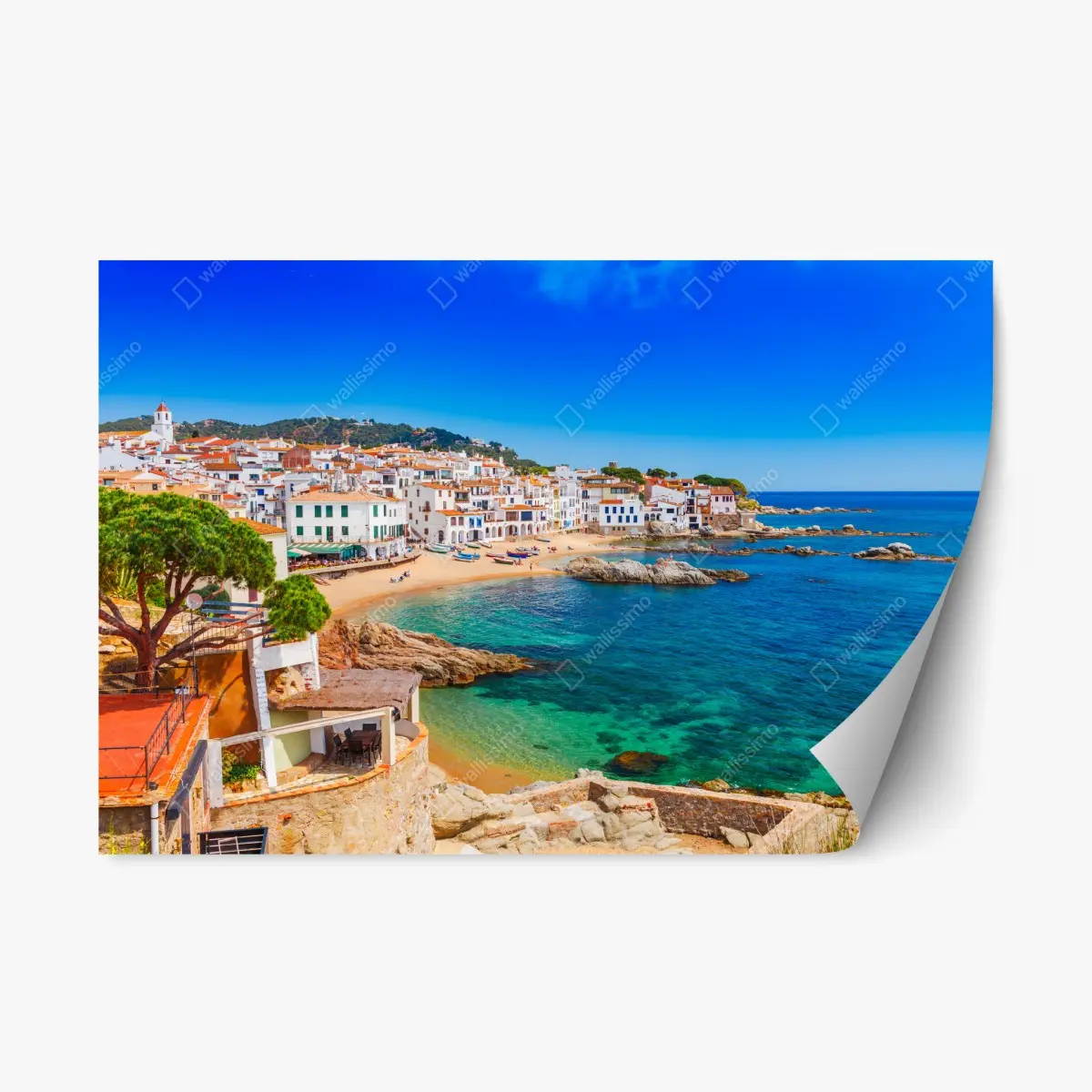 Repositionierbarer Aufkleber sonniges mediterranes küstendorf – Pixers®