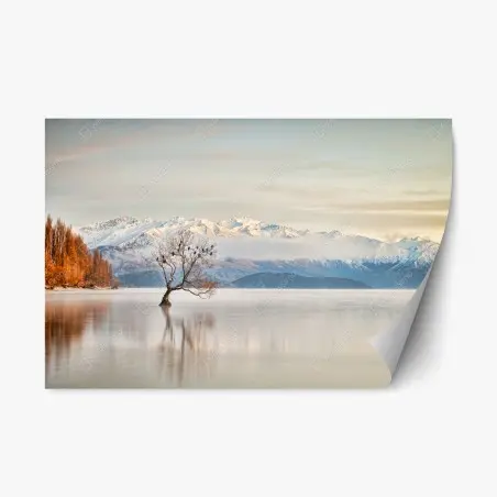 Repositionierbarer Aufkleber einsamer baum am see Wanaka – Pixers®
