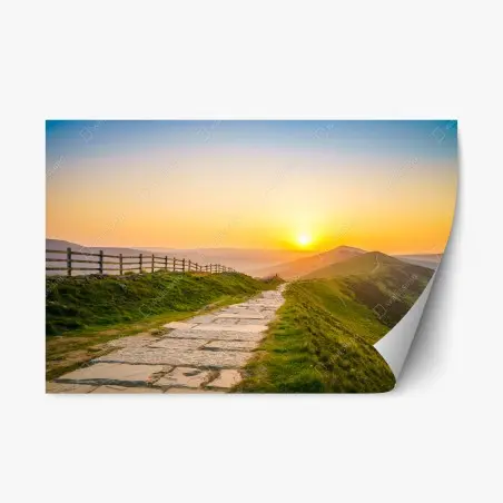 Repositionierbarer Aufkleber sonnenbeschienener gebirgskamm bei sonnenaufgang – Pixers®