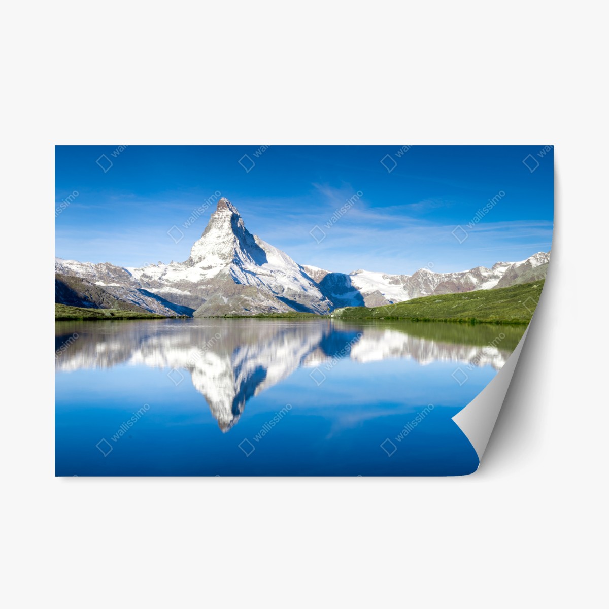 Repositionierbarer Aufkleber majestätische bergspiegelung über alpensee – Pixers®