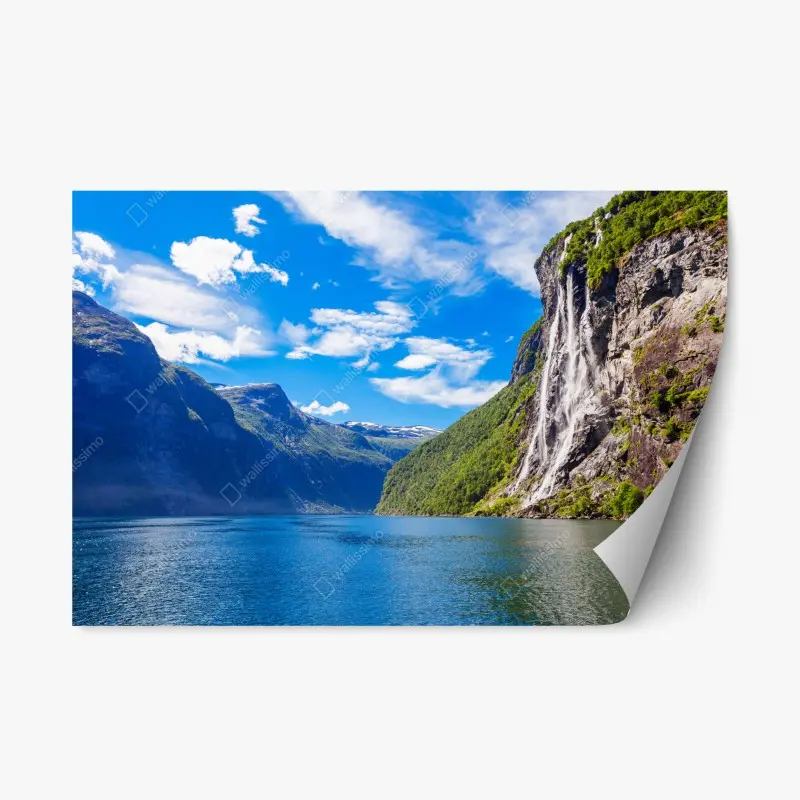 Repositionierbarer Aufkleber seven sisters wasserfall am Geirangerfjord