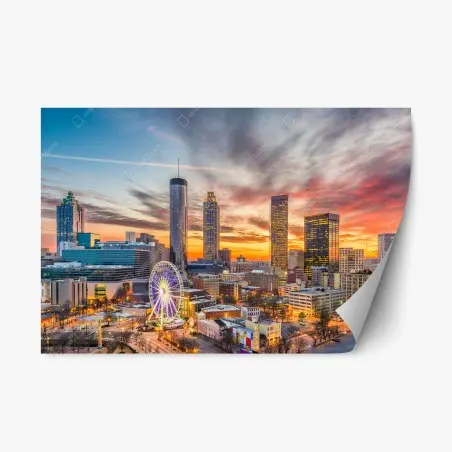 Repositionierbarer Aufkleber Atlanta skyline bei sonnenuntergang – Pixers®
