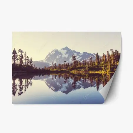 Repositionierbarer Aufkleber spiegelung von Mount Shuksan im bergsee – Pixers®