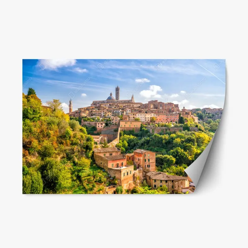 Repositionierbarer Aufkleber Siena stadtpanorama, Italien