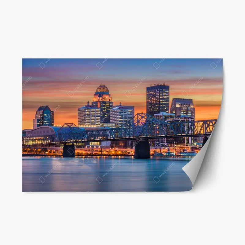 Repositionierbarer Aufkleber Louisville skyline bei sonnenuntergang