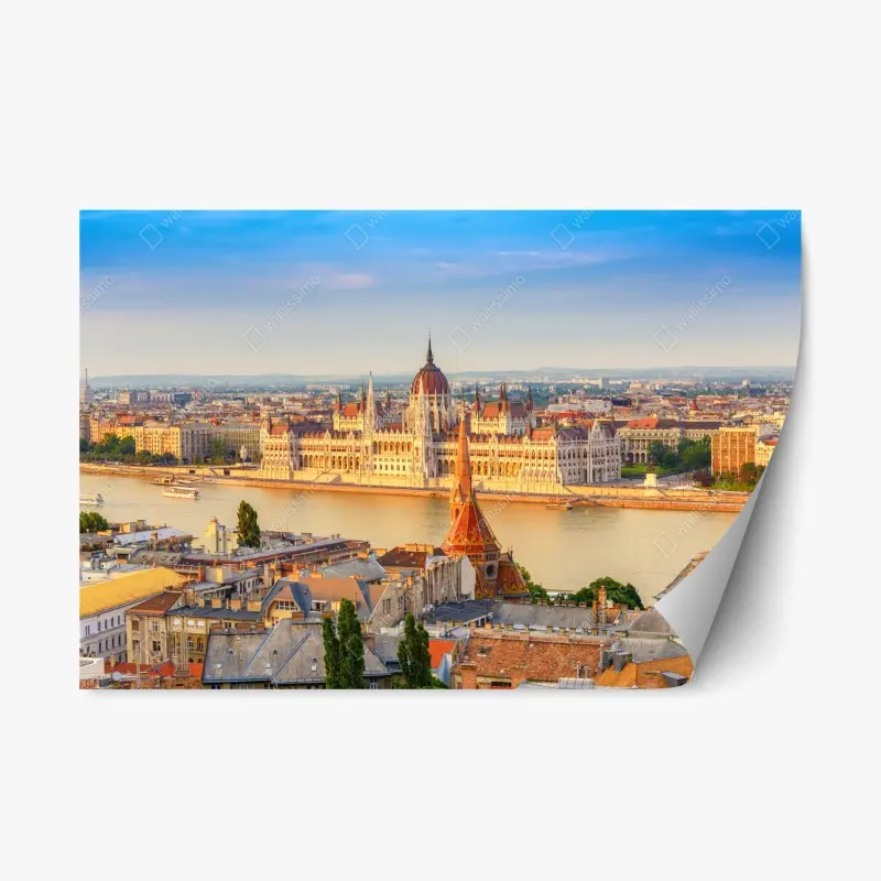 Repositionierbarer Aufkleber Budapest skyline mit dem ungarischen Parlament am Donauufer
