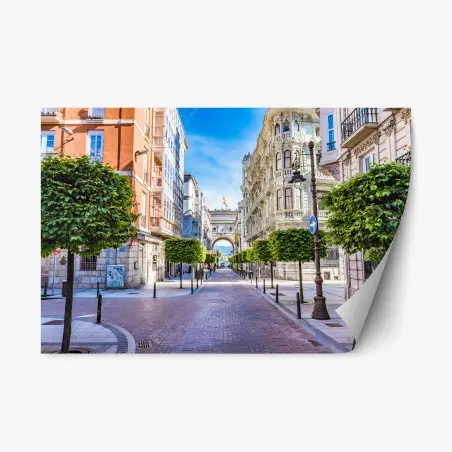 Repositionierbarer Aufkleber Santander straße im stadtkern mit historischem bogen – Pixers®