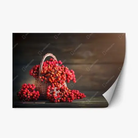 Repositionierbarer Aufkleber herbstliche vogelbeeren im weidenkorb – Pixers®