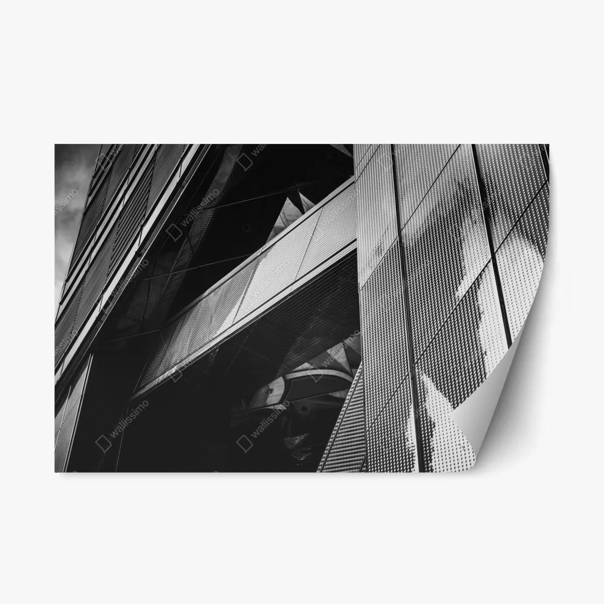 Repositionierbarer Aufkleber geometrische moderne fassade in schwarzweiß – Pixers®