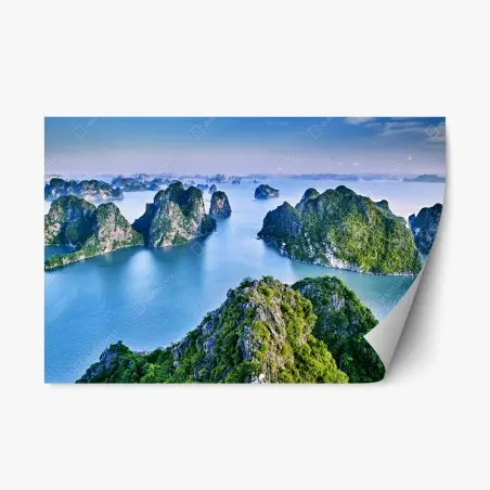 Repositionierbarer Aufkleber Halong-Bucht panorama der kalksteininseln – Pixers®