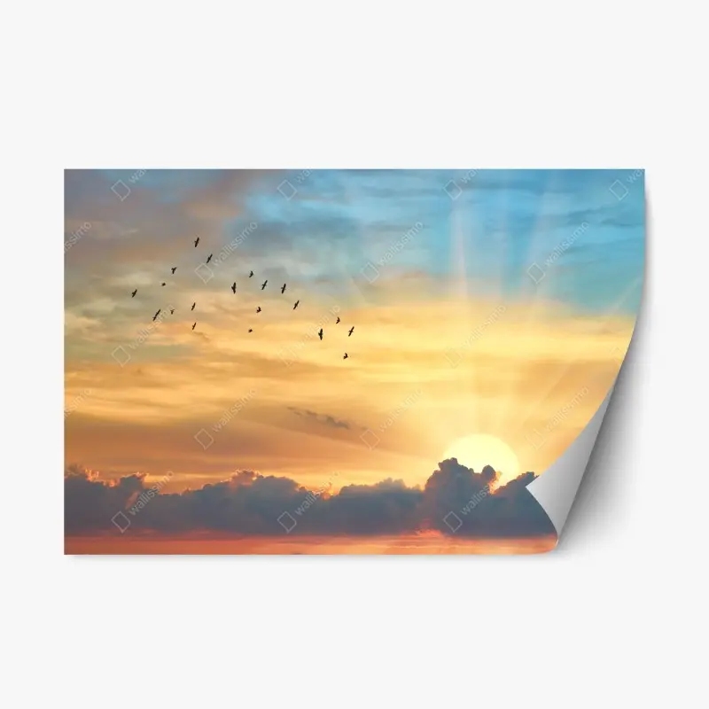 Repositionierbarer Aufkleber goldener sonnenaufgang über den wolken
