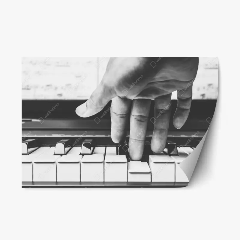 Repositionierbarer Aufkleber hand auf klaviertasten