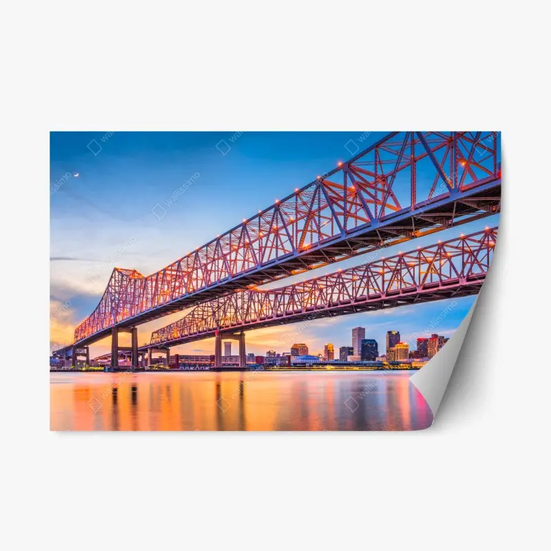 Repositionierbarer Aufkleber Crescent City Connection brücke bei sonnenuntergang, New Orleans