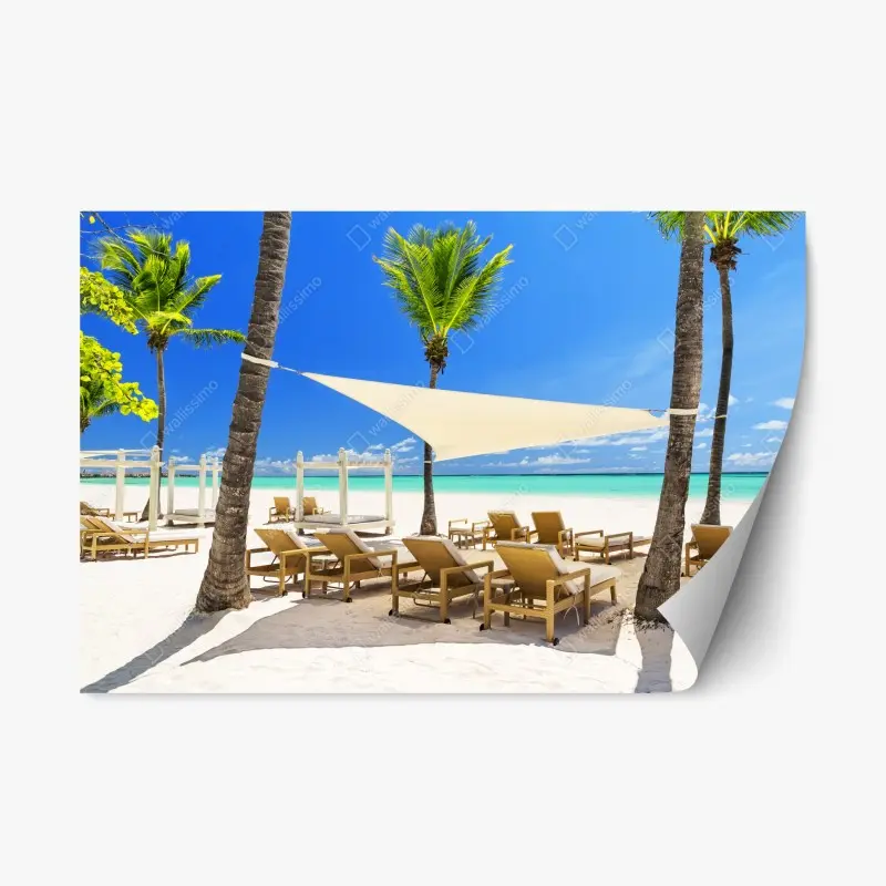 Repositionierbarer Aufkleber ruhiger strand in Cap Cana, Dominikanische Republik