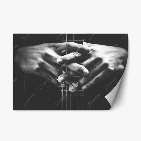 Repositionierbarer Aufkleber verschränkte hände auf gitarrensaiten – Pixers®