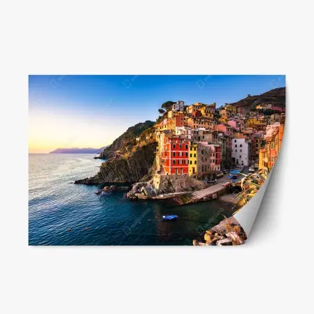 Repositionierbarer Aufkleber sonnenuntergang über Riomaggiore, Cinque Terre – Pixers®