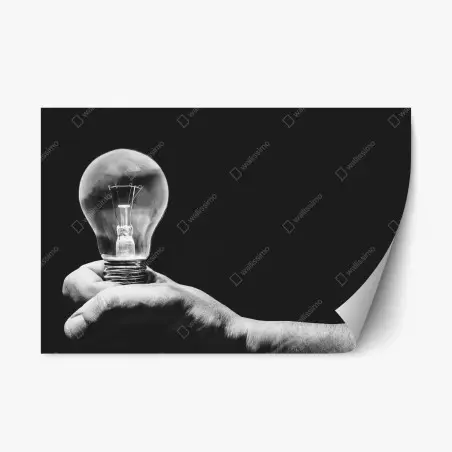 Repositionierbarer Aufkleber monochrome hand hält glühbirne – Pixers®