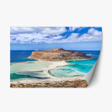 Repositionierbarer Aufkleber türkise lagune mit insel und sandstrand – Pixers®