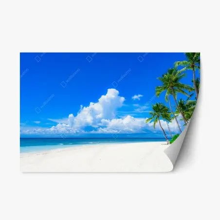 Repositionierbarer Aufkleber tropischer palmenstrand unter blauem himmel – Pixers®