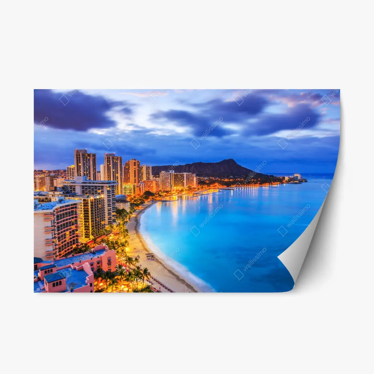 Repositionierbarer Aufkleber Honolulu skyline bei dämmerung – Pixers®