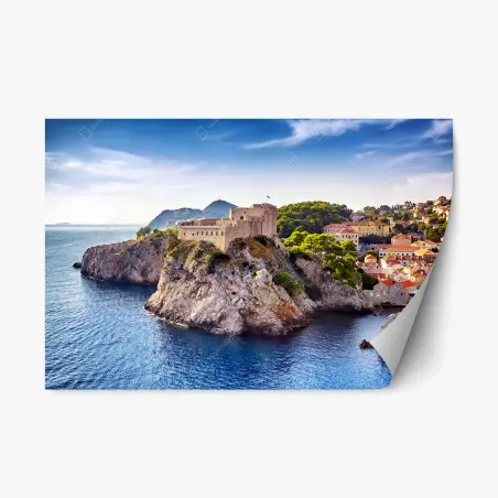 Repositionierbarer Aufkleber Dubrovnik küstenfestung auf felsigen klippen – Pixers®