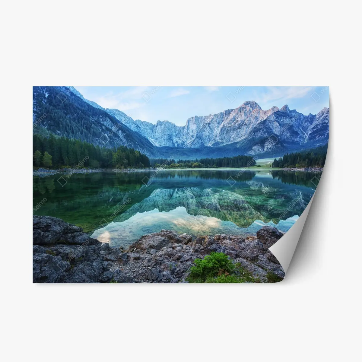 Repositionierbarer Aufkleber früher morgen am See Fusine, Julische Alpen – Pixers®