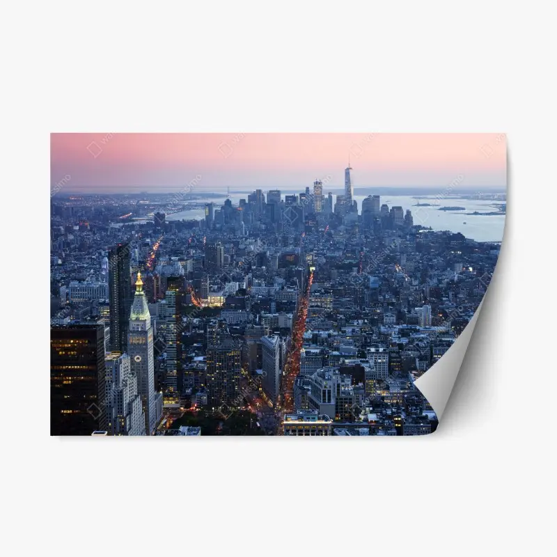 Repositionierbarer Aufkleber sonnenuntergang über Manhattan skyline