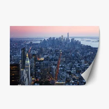 Repositionierbarer Aufkleber sonnenuntergang über Manhattan skyline – Pixers®
