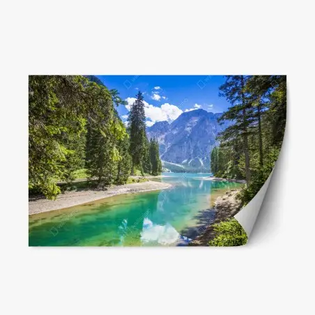 Repositionierbarer Aufkleber Pragser Wildsee türkisblauer bergsee – Pixers®