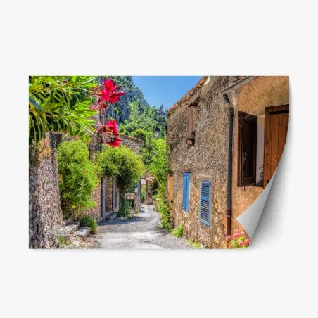 Repositionierbarer Aufkleber Moustiers Sainte Marie reizvolle Dorfstraße in Provence – Pixers®