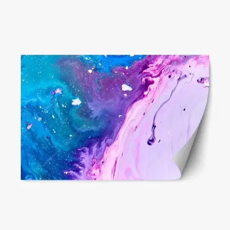 Repositionierbarer Aufkleber lebendige blau-violette abstrakte acrylmalerei – Pixers®