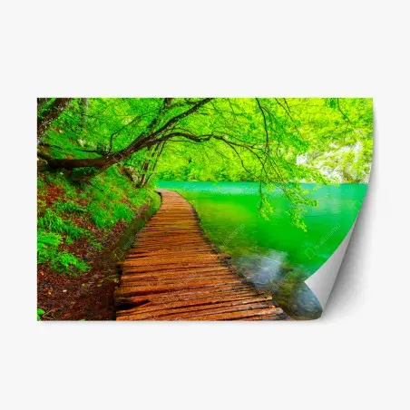 Repositionierbarer Aufkleber ruhiger grüner steg am see – Pixers®