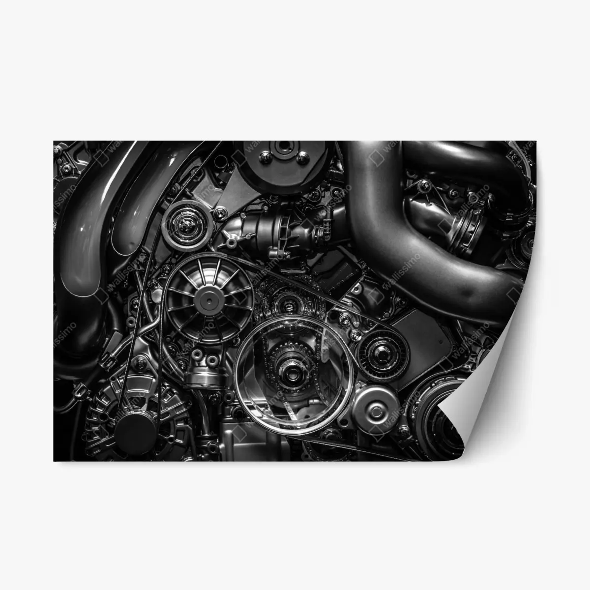 Repositionierbarer Aufkleber präzise motor-nahaufnahme im industrial-stil – Pixers®