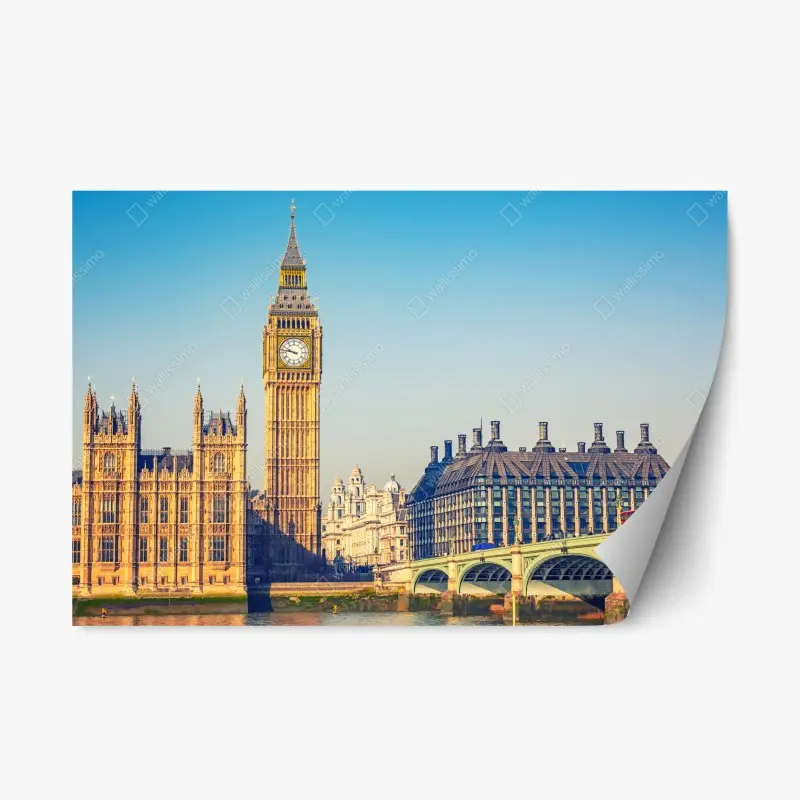 Repositionierbarer Aufkleber London mit Big Ben und Westminster Bridge