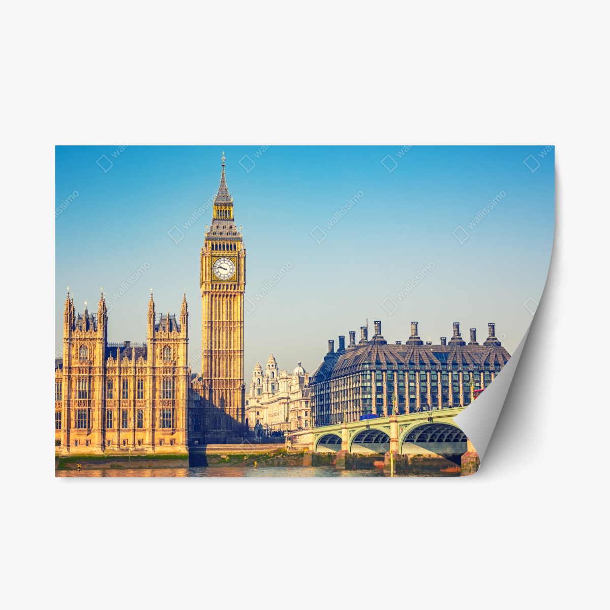 Repositionierbarer Aufkleber London mit Big Ben und Westminster Bridge – Pixers®
