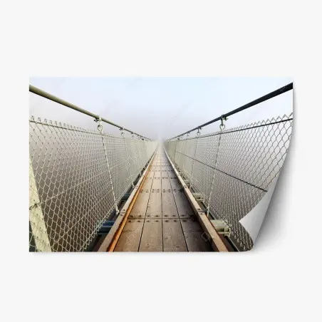 Repositionierbarer Aufkleber neblige hängebrücke die in den nebel führt – Pixers®