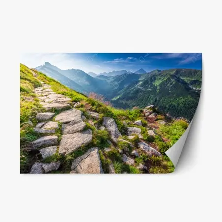 Repositionierbarer Aufkleber sonnenaufgang über dem Tatra-wanderweg – Pixers®