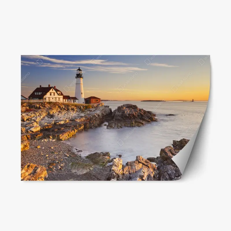 Repositionierbarer Aufkleber Portland Head leuchtturm bei sonnenaufgang