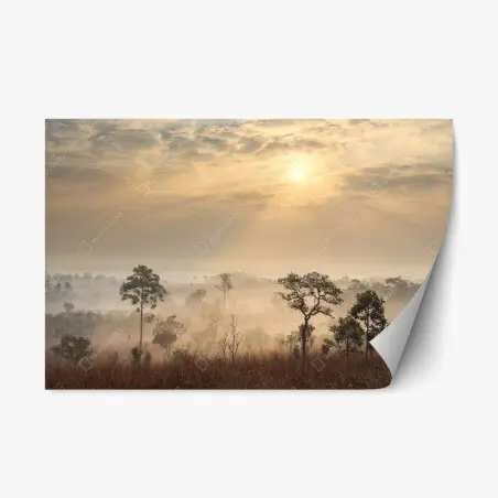 Repositionierbarer Aufkleber Thailand sawanne bei sonnenaufgang – Pixers®